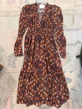 Joile Multicolor Geometric Tiered Maxi Dress